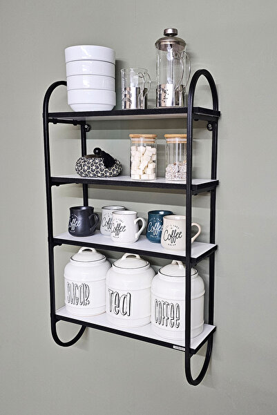 Forada Home & Style Dekoratif Metal Duvar Rafı (4 Raflı)