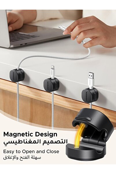 Ugre UGREEN 6-Pack Magnetic Cable Organizers – Magnetic Cable Clips for Desk, Wall, Car