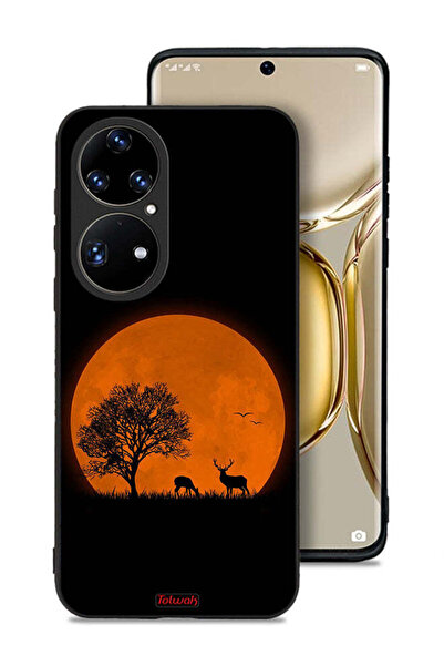 Tolwak Huawei P50 Pro Protective Case Cover Evening Moon Art