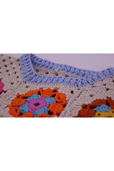 Mersin Alzheimer Derneği Çok Renkli Desenli El Örgüsü İşleme Bebek Yelek Boy:36 En:31