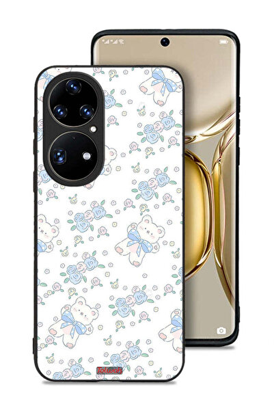 Tolwak غطاء حماية لهاتف هواوي بي 50 برو مع أيقونة دب تيدي لطيف وزهور