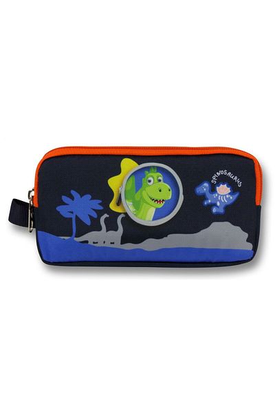 ÜMİT ÇANTA Ümit Çanta 5011 (Cute Dinosaur Pattern - Blue Red Color) Boy's Pencil Bag