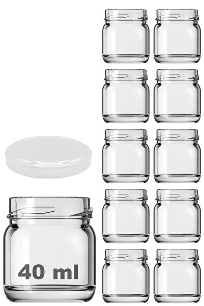 Afracam 40 ml Metal Beyaz Kapaklı 40 Cc Şeffaf Numune Cam Kavanoz Küçük 10 Adet