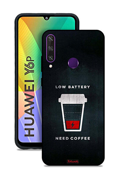 Tolwak غطاء حماية لهاتف Huawei Y6p - بطارية منخفضة - يحتاج إلى قهوة