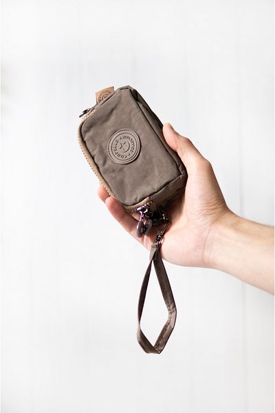 İMAKS Mini Size Crinkle / Clinkir 3 Zipper Wristlet/Shoulder Strap Bag Coin Purse Mink 3032