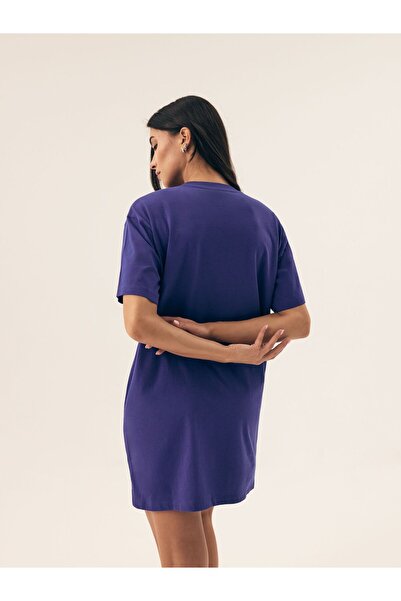 Henderson Cămașă de noapte clasică pentru femei, confortabilă și practică, moale, croială lungă, mânecă scurtă și text | Nimes