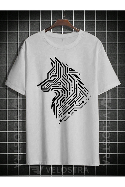 Velostra Tricou oversize unisex cu imprimeu de lup