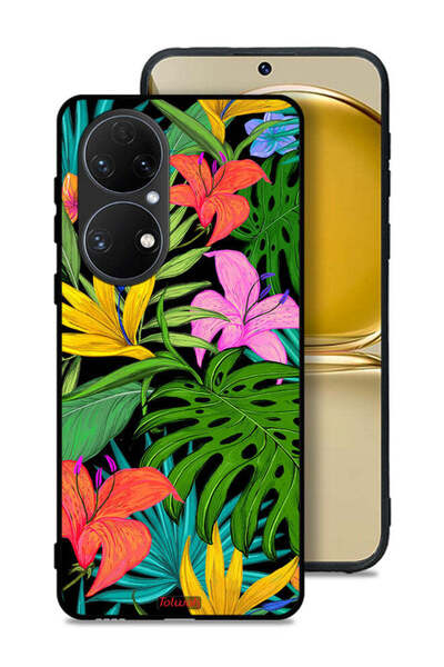 Tolwak غطاء حماية لهاتف هواوي بي 50 بنقشة أوراق الزهور الاستوائية