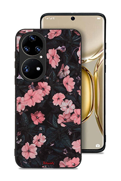 Tolwak غطاء حماية لهاتف هواوي بي 50 برو - لون الخوخ والورود الصغيرة