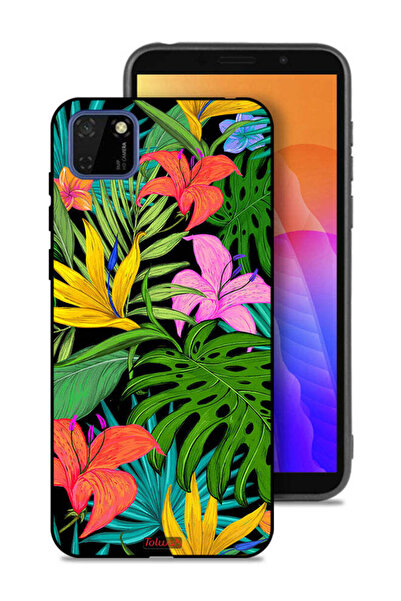 Tolwak Huawei Y5p Protective Case Cover Pattern Tropical Flowers Leaves