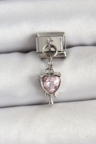 Clariss 316L Steel Silver Color Pink Heart Model Nomination Charm