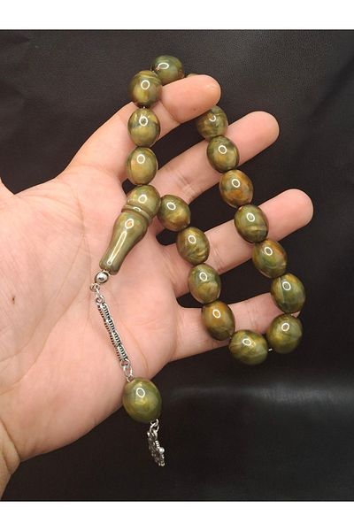 Han Ticarethane Gold Color Transition Khaki Color Mascot Powder Amber Prayer Beads