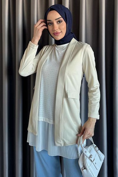 julude White Hijab Full Lycra Stone Zero Sleeve Underwear Tunic