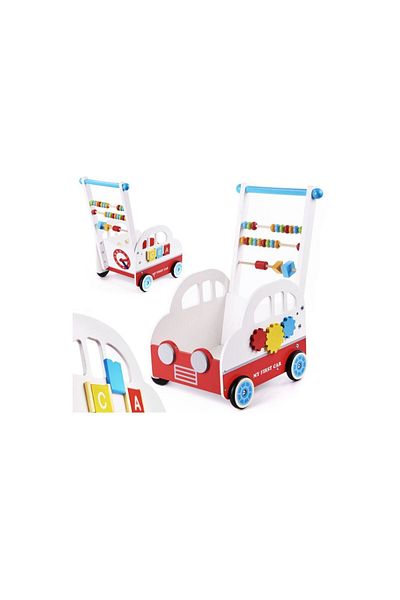 Ikonka Wooden pushcart with counter, 35 x 30 x 53 cm