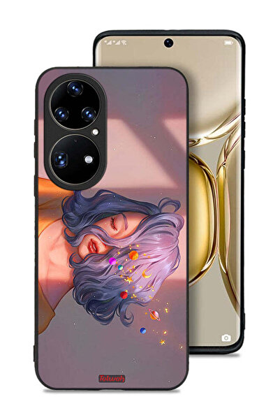 Tolwak Huawei P50 Pro Protective Case Cover Girl And Space Art