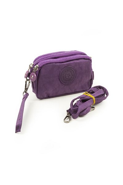 İMAKS Mini Size Crinkle / Clinkir 3 Zipper Wristlet/Shoulder Strap Bag Coin Purse Purple 3032