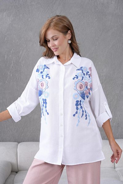BURRASCA Embroidered Stone Linen Shirt