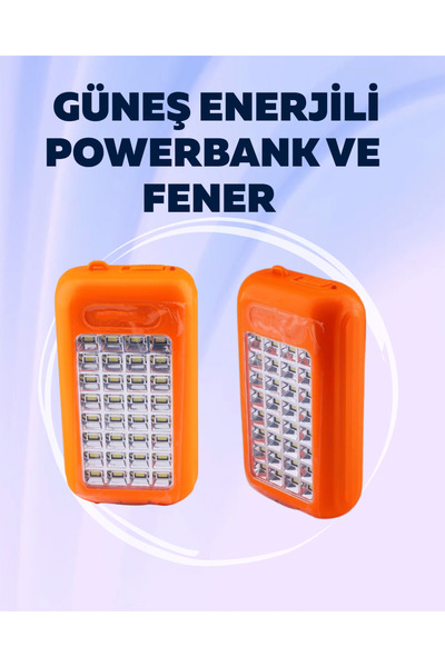 Home Gold Silver GS-875 Outdoor Powerbank & Işıldak – Güneş Paneli, 32 LED, 1...
