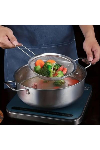 Mena Rise Şirinshop Stainless Steel Practical 3-Piece Tea Strainer Vegetable Pasta Flour Strainer 10 12 14 cm 110810
