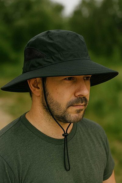 WOHOME Men's Outdoor Wide Brim Mesh Ventilation Protection Hat - Lightweight Hiking and Camping Cap