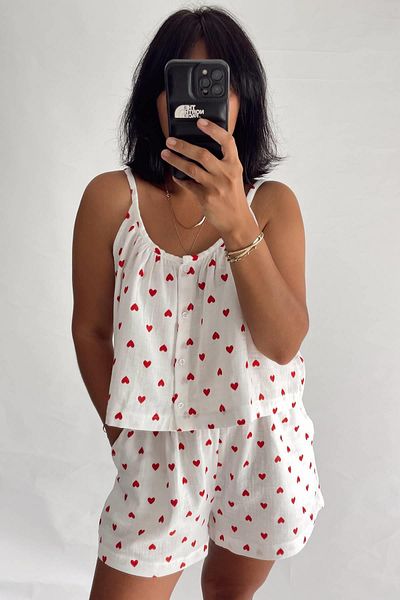 MJAMASS White Heart Patterned Shorts Set