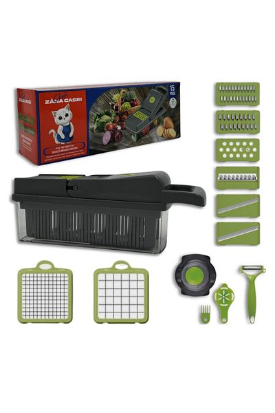 ZanaCasei Multifunctional vegetable and fruit grater 16 in 1, stainless steel blades