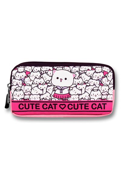 ÜMİT ÇANTA Ümit Çanta 5014 (Cute Cats Pattern - Pink and White Color) Τσάντα μολυβιού για κορίτσια
