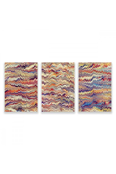 4gdran ثلاث لوحات قماشية مودرن بتصميم رسم تجريدي مع برواز شامبين مجوف