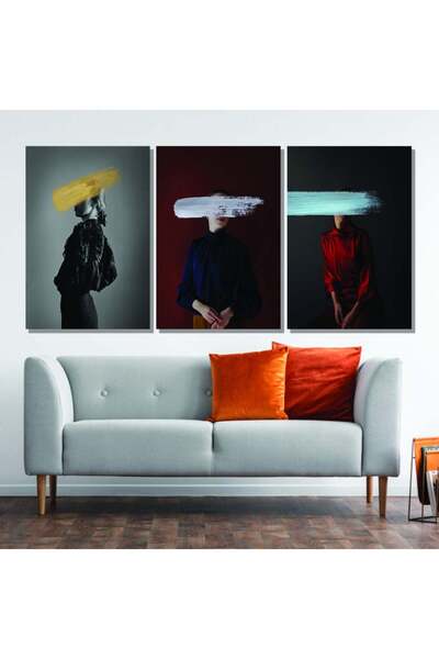 Marktna ثلاث لوحات قماشية مودرن بتصميم فتاة مع برواز شامبين مجوف