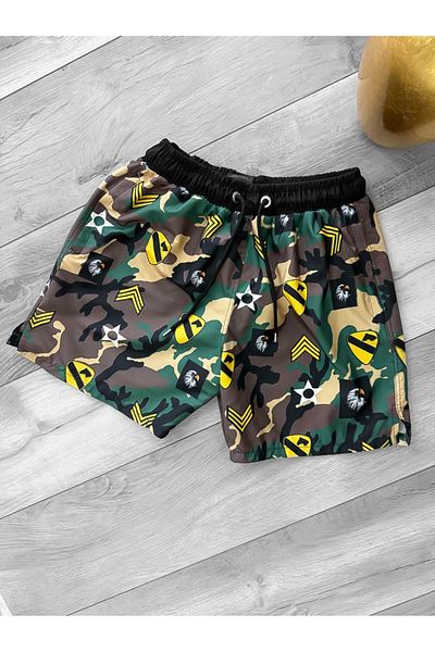 dehaine Men's Beach Pants, Printed, Brown, 12579