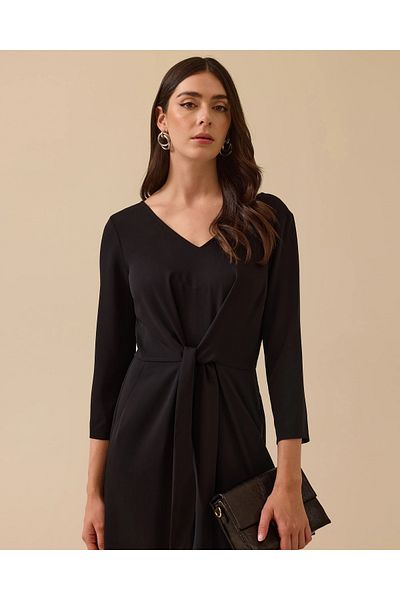 SEÇİL V-Neck Jumpsuit with Tie Detail