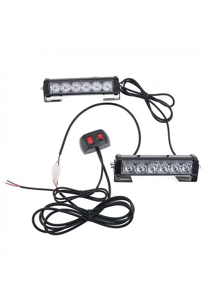 divendi-ro Set of 2 yellow LED warning lights, 9-function strobe, 36W, for grid or ceiling