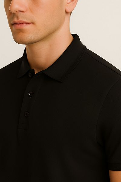 UOMOPARK 2739 CityStyle Honeycomb Polo Collar Βαμβακερό μπλουζάκι κανονικής εφαρμογής