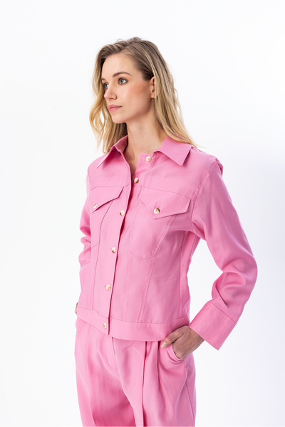 Berr-ın Düğmeli Gömlek Ceket Pembe