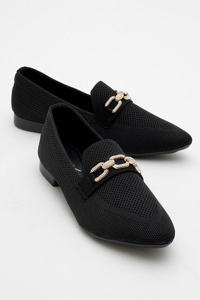 CCWAY AYAKKABI Women's Buckle Knitwear Shoes Black