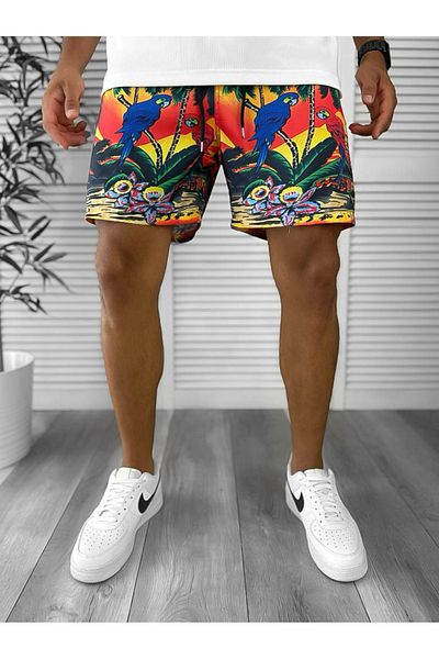 dehaine Men's Beach Pants, Printed, Orange, 12804