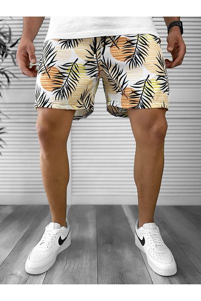 dehaine Men's Beach Pants, Printed, Cream, 12584