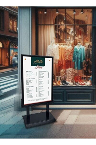 LEDBox Işıklı Sac Tabanlı Kaldırım Reklam Panosu Siyah 500x700mm