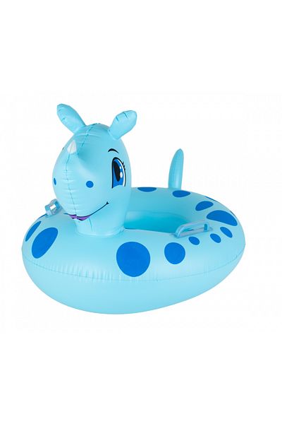 Ikonka Inflatable swimming ring for children with handles Blue Rhinocer 60x45cm