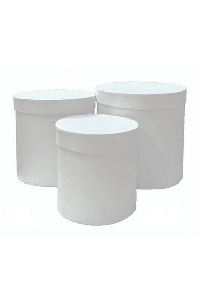 OEM Set 3 cutii rotunde 14-19 cm, alb mat