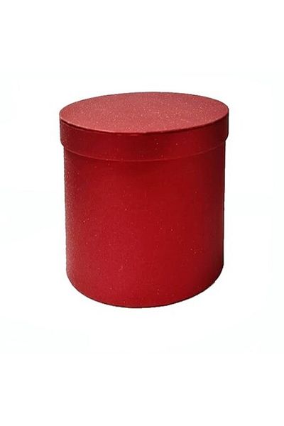 OEM Cutie cadou rotunda, diametrul 14 cm, rosu satinat