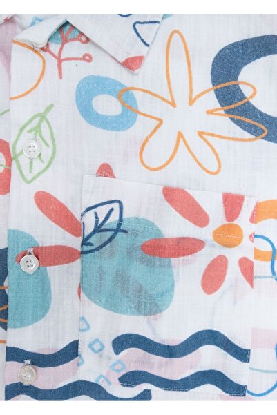 Ozmoz By Mukadder Özden 100% Cotton Patterned Summer Boy's Shirt
