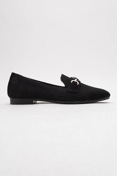 CCWAY AYAKKABI Women's Buckle Knitwear Shoes Black