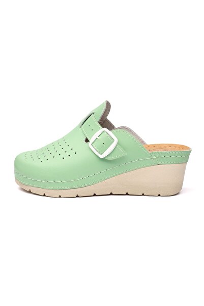 Tellus Women's Leather Medical Clogs 27-09, Green