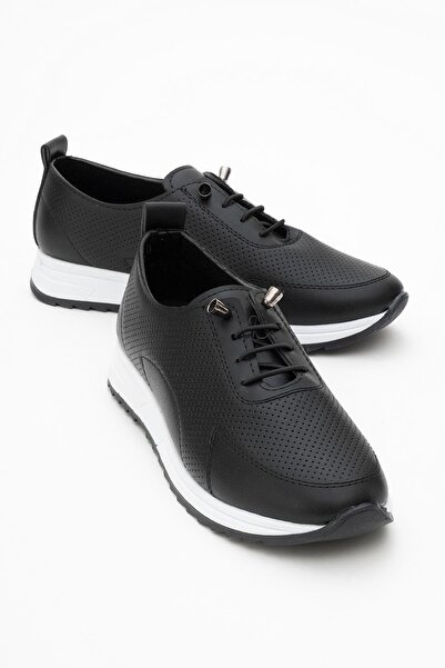 CCWAY AYAKKABI Pantofi casual de damă cu șireturi PIELE NEGRĂ
