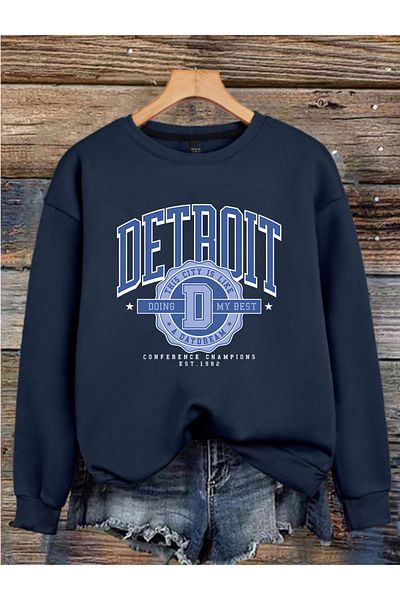 MAGORS Detroit Printed 3 Threads Crewneck Long Sleeve Women Sweatshirt