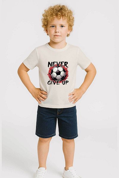 peki baby&kids Well Yaz Men's Single Jersey Never Give up Top Printed T-Shirt 18998