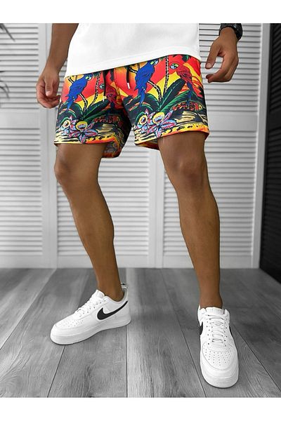 dehaine Men's Beach Pants, Printed, Orange, 12804