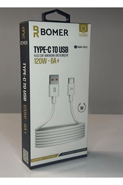 BOMER HIZLI ŞARJ DESTEKLİ USB TYP-CE ŞARJ KABLOSU