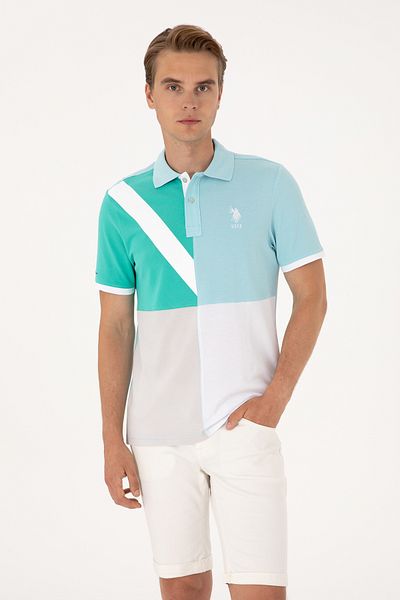 U.S. Polo Assn. Tricou pentru bărbați cu guler polo Aqua cu croiala normală 50300140-vr007